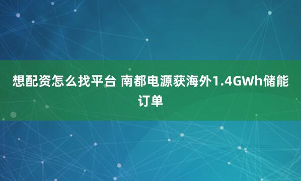 想配资怎么找平台 南都电源获海外1.4GWh储能订单